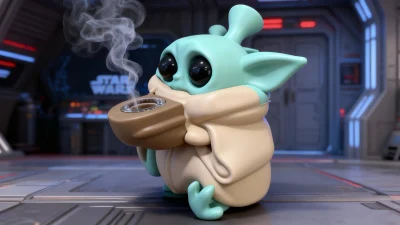 Grogu Baby Yoda Silicone Glass Piece